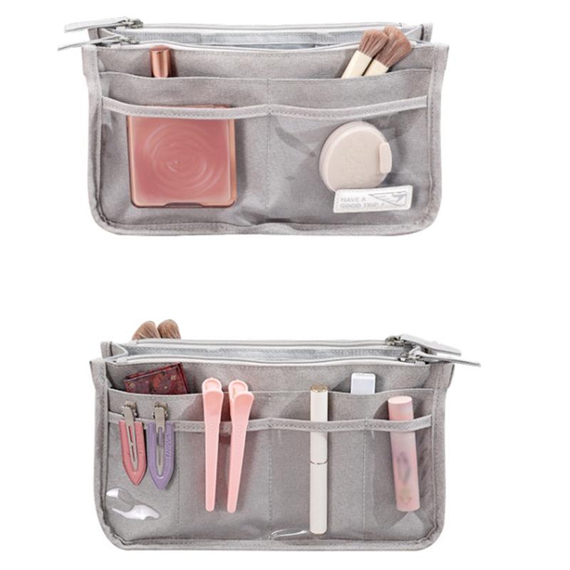 

Handheld Makeup Bag Polyester Travel Wash Bag Pouch with Multiple Compartments Black