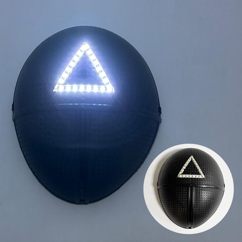 Led Light Up Mask Korean Cosplay Disguise Mask Square Circle Triangle Glowing Mask For Halloween Party Film Theme Neon Mask