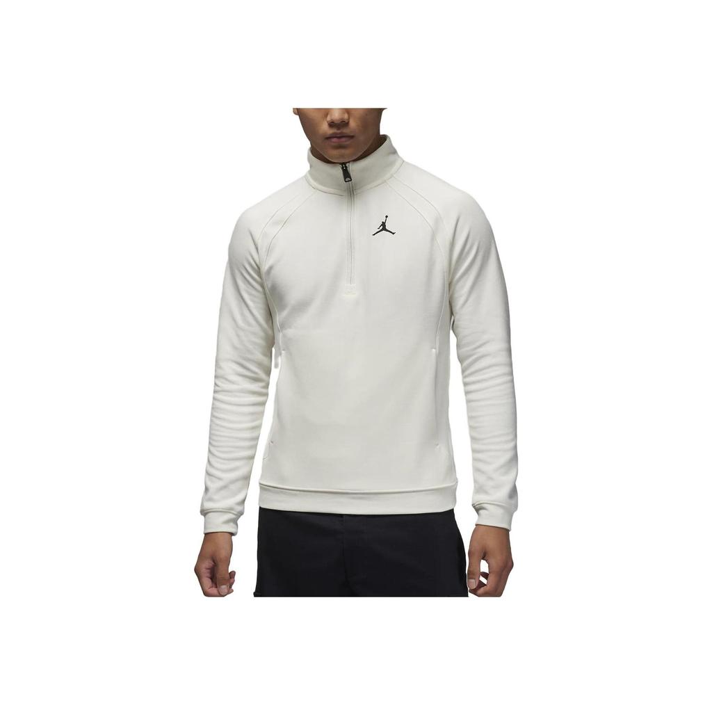 Jordan Logo Stand Collar Pull-Over Slim Fit Long Sleeve Sweatshirt Men Tops White FB7564-133