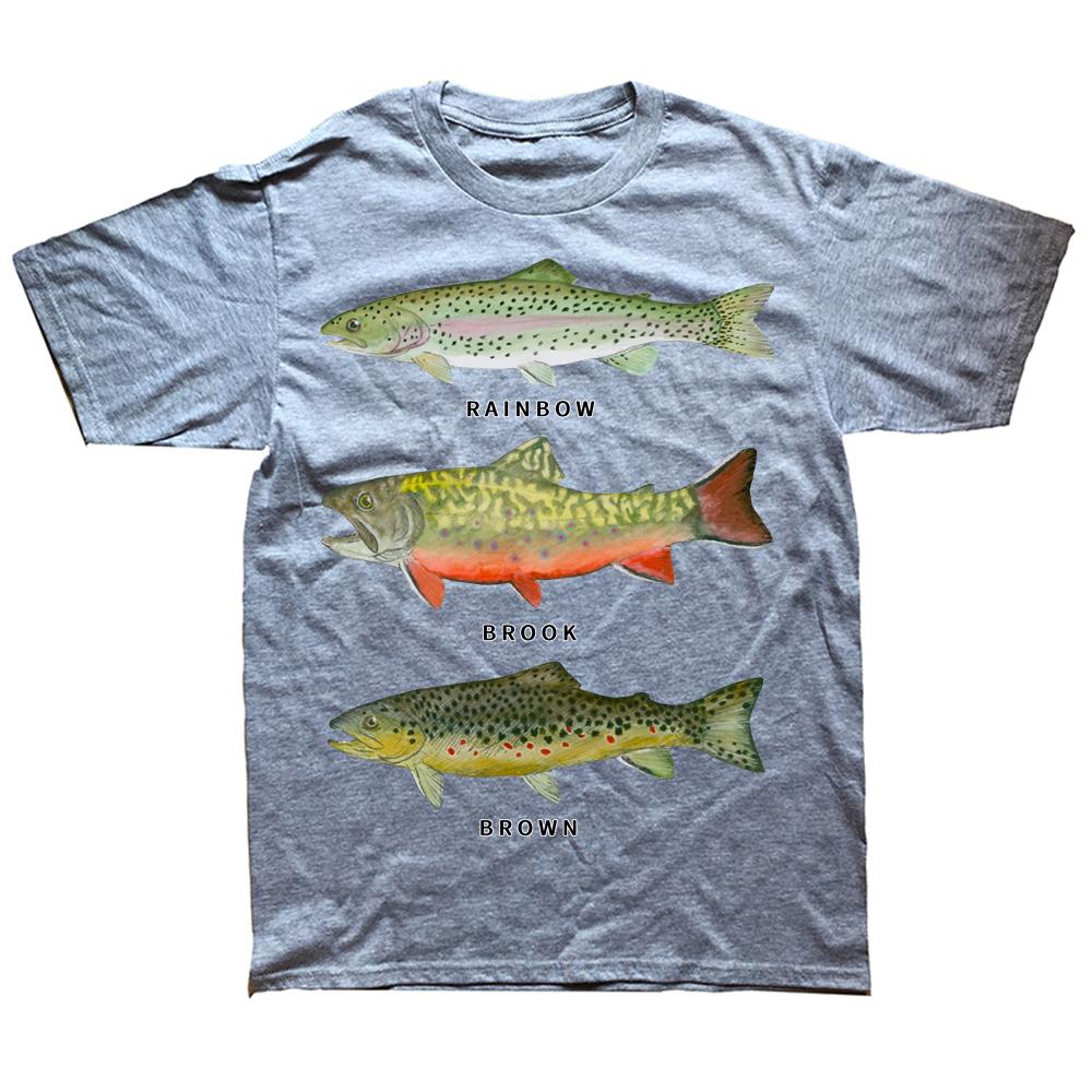 Funny Fish Trout Fishing T Shirts Summer Style Graphic Cotton Streetwear Short Sleeve Birthday Gifts Tshirt Mens Clothing