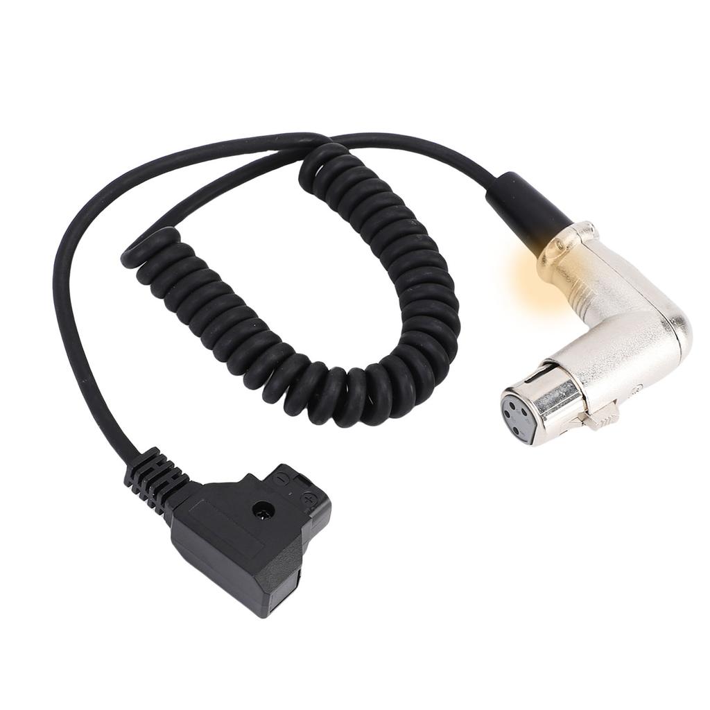 XLR Right Angle Power Coiled Cable D Tap B Male To 4 Pin for DSLR Camcorder Camera