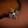 2Pcs Cross Brass Pendant Bodhi Beads Keychain Rope Hangings Buddhism Dharma Handmade Woven Lanyard.