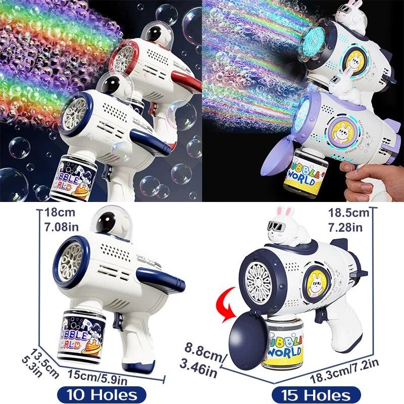 Bubble Gun Rakett Soap Spaceman Bubbles Machine Julegave Gun Shape Automatisk blåser med lette Pomperos leker for barn