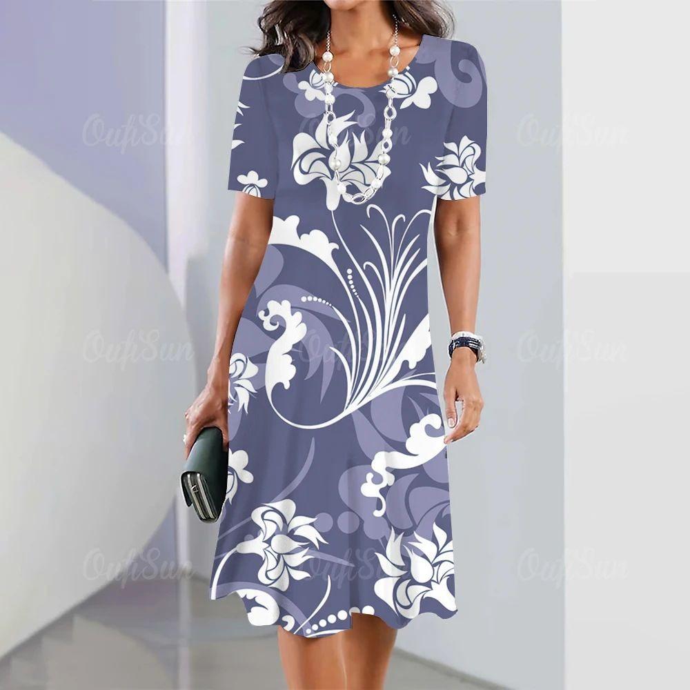 Ladies' Fashionable Round Neck Short Sleeved Dress Summer Clothing