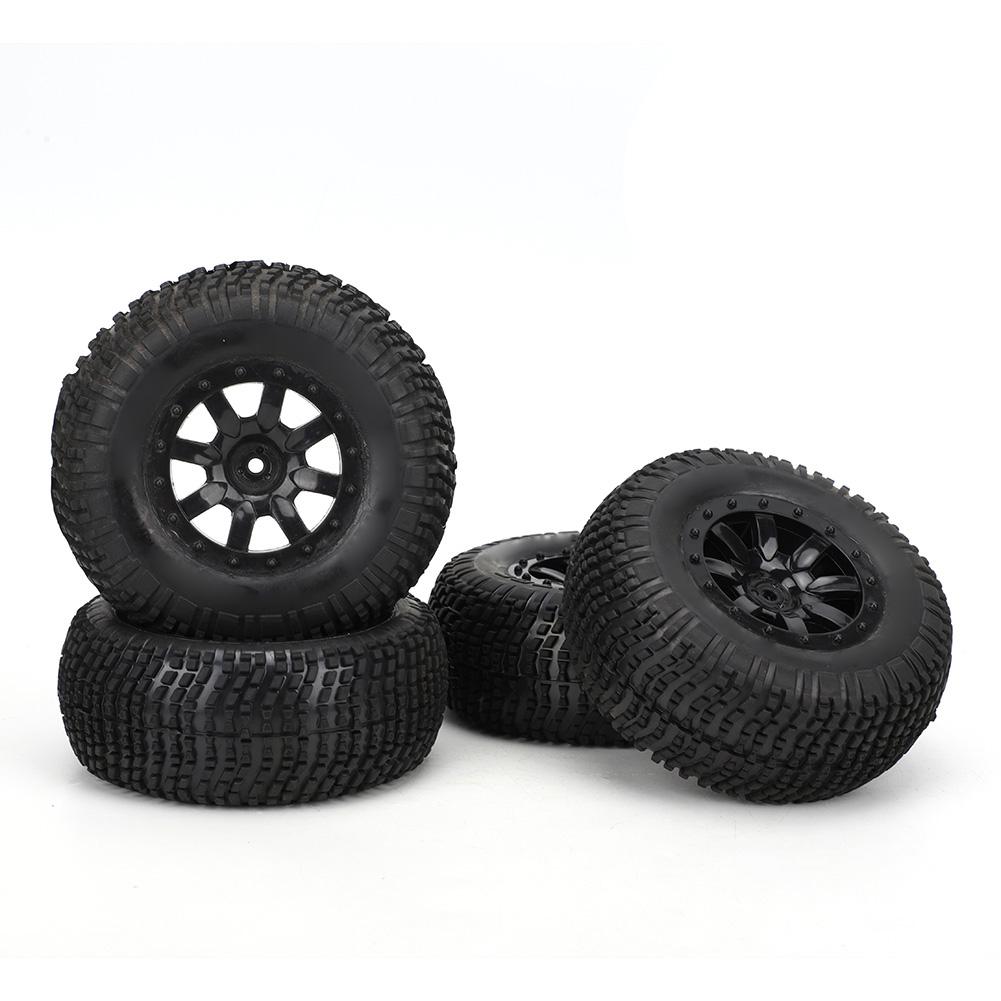 4 Pcs Rim Rubber Tires Set for RC Wheel 1:10 Short Course Truck Car Accessories
