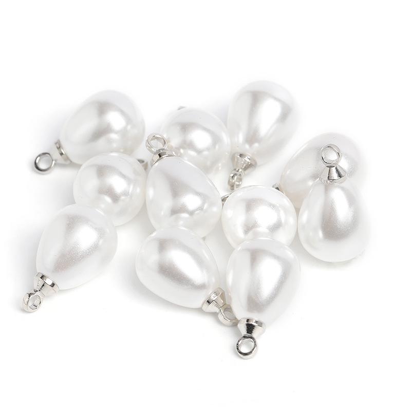 High-Gloss Gold Teardrop Pendant Necklace with ABS Imitation Pearl Beads