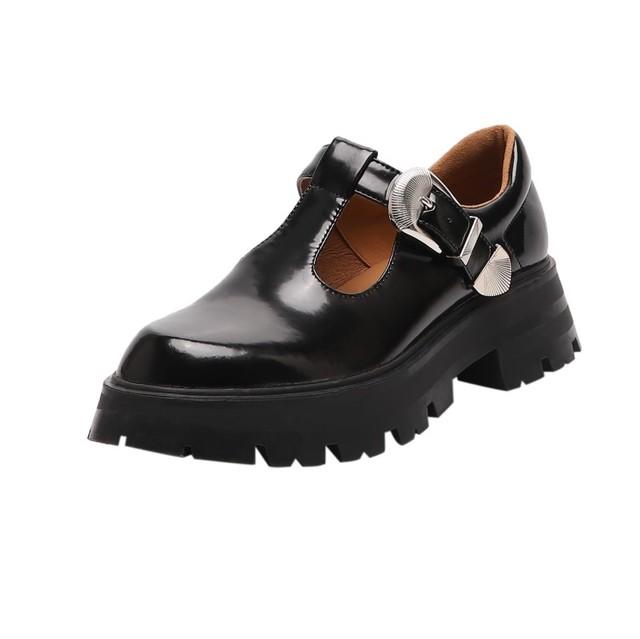

Модные/осенние женские туфли на платформе с круглым носком и каблуками для женщин, туфли из спилка, женские туфли-лодочки Мэри Джейн с пряжкой на ремне 37 чёрный