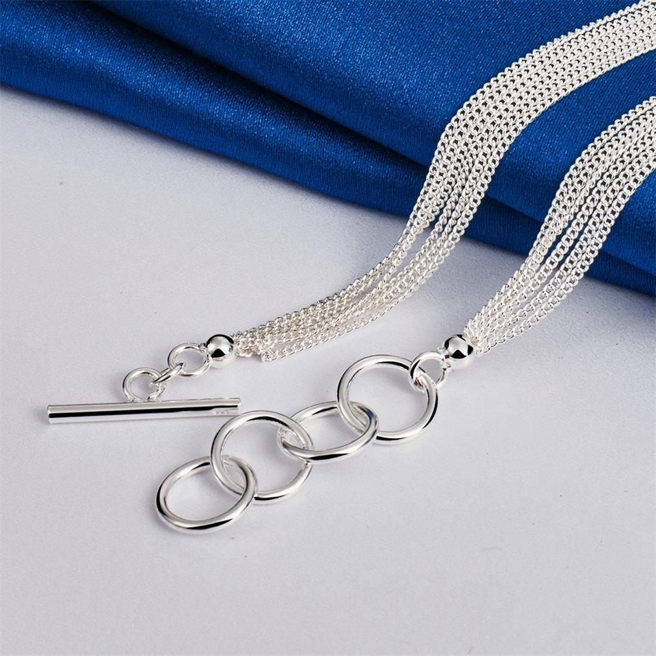 925 Sterling Silver Exquisite Beaded Necklace Women Fashion Party Favor Wedding Jewelry Accessories