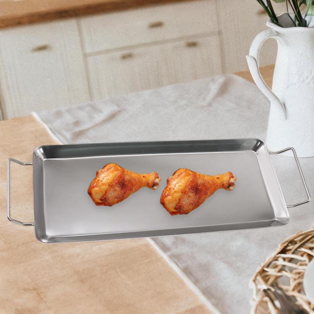 Chicken Wing Drip Pan Grill Tray with Handles Barbecue Tray, Serving Platter for Picnics