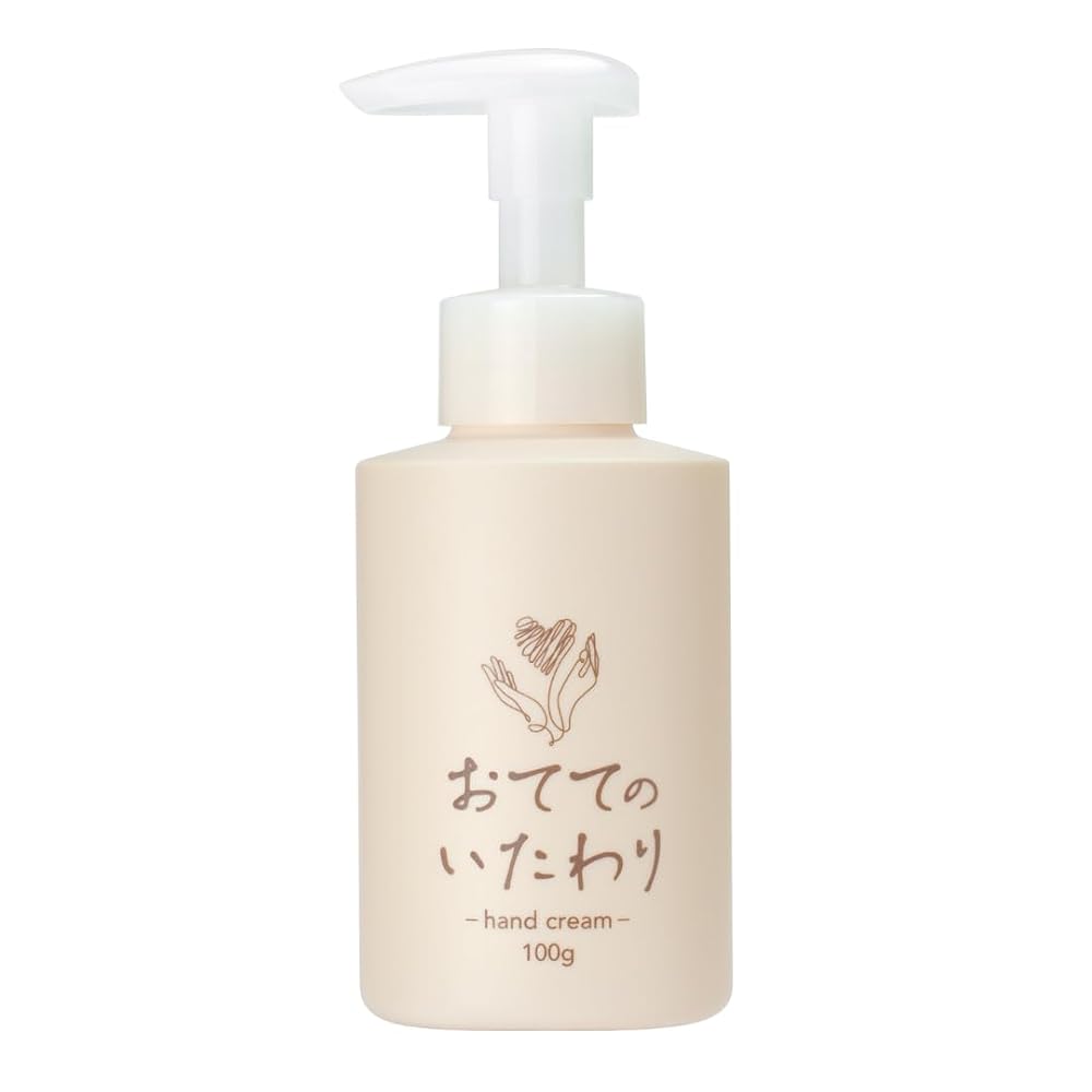 Japanese Product Ote-te no Itawari Hand Cream 100g with Equol, Ceramide, Squalane, Jojoba Oil, Moisturizing, Pump Type, Made in Japan