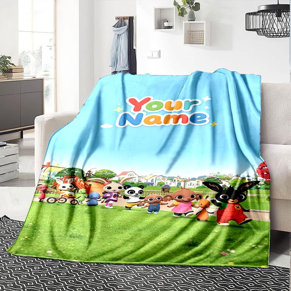 Name Custom Bing Print Flannel Blanket High Quality Warm Comfortable Cover for All Seasons Perfect for Gifts Home Decor