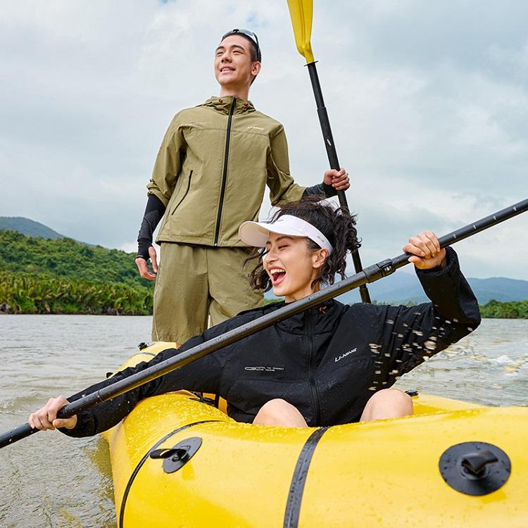 Li Ning Ice Sand UV Protection Water Resistant Breathable Windproof Outdoor Casual Hoodie Men Outerwear Military-Green AFDU677-2