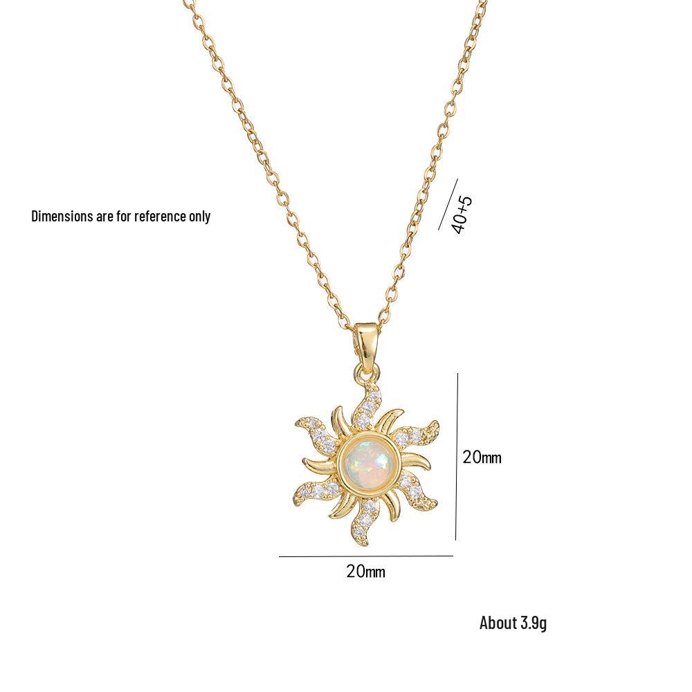 Sunflower Zircon Pendant Necklace - Trendy Titanium Steel Design for Women