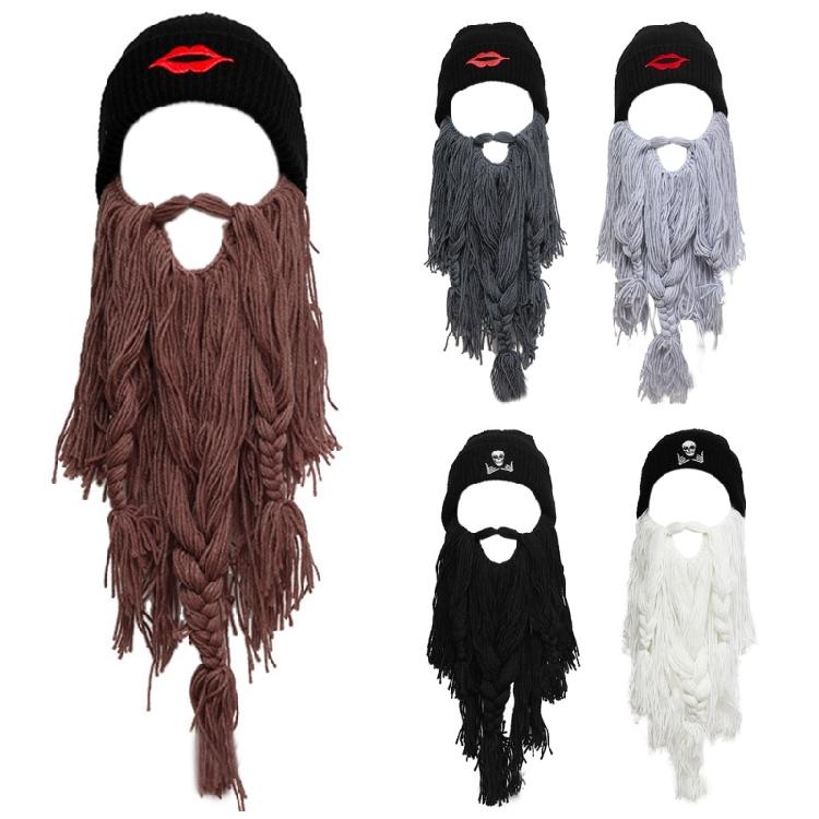 Thick Knit Beard Hat for Teen Handmade Funny Carnival Theater Performances Hat