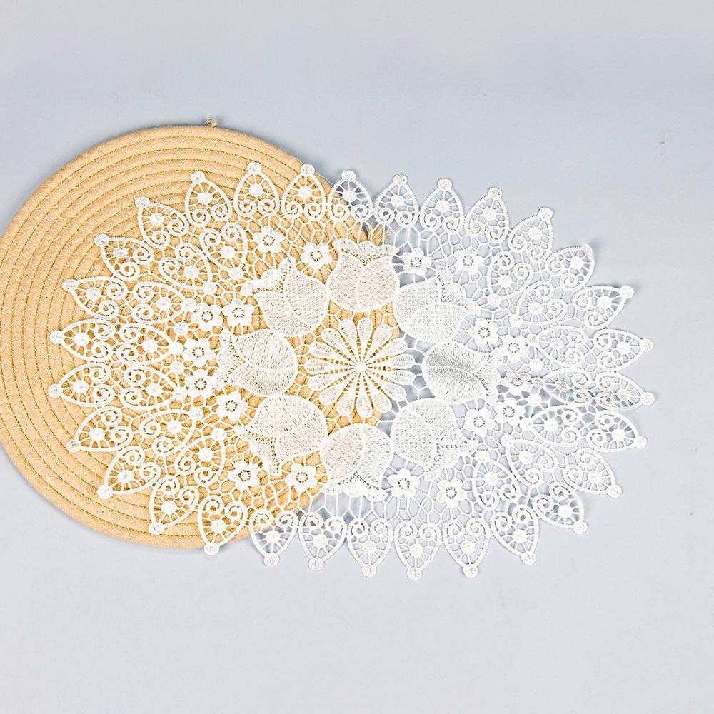 Oval White Lace Table Decoration Crochet Tablecloth Coaster Placemat Pad Doily Tablewear Home Decoration