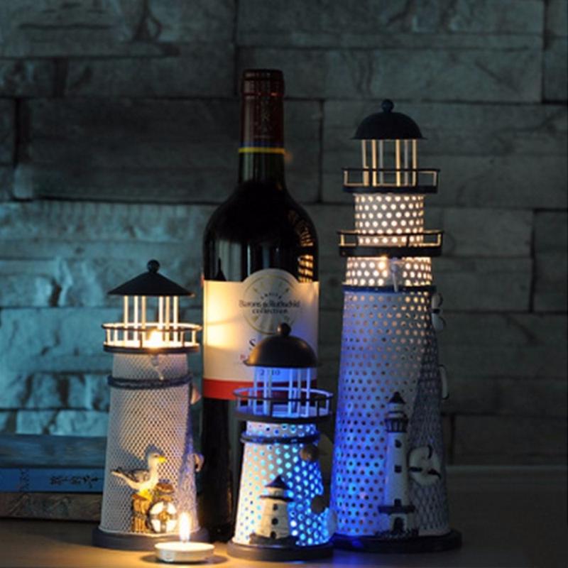Seagull Navigation Party Sculpture Maritime with LED Lights Colored Light Lighthouse Light Metal