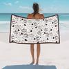 Beach Towel Coffee Time Bath Pool Towels Coffee Beans Cup Absorbent Beach Towel Soft Large Quick Dry Lightweight Camping Travel