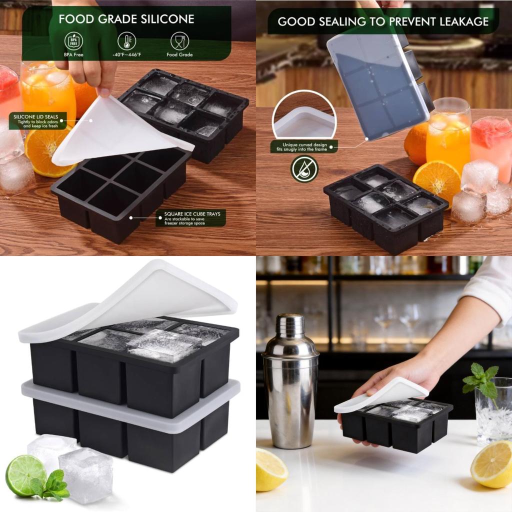 Food Grade Silicone Ice Cube Tray With Lid For Home And Commercial Use