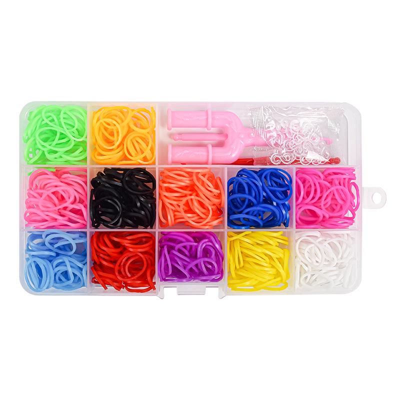 Rainbow Handmade DIY Rubber Band Bracelet Weaving Kit with 15 Grids
