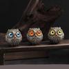 Vintage Big Glass Eyes Owl Beads Resin Figurine Pendant Home Living Room Garden Decorative Ornament For Animal Craft Lovers
