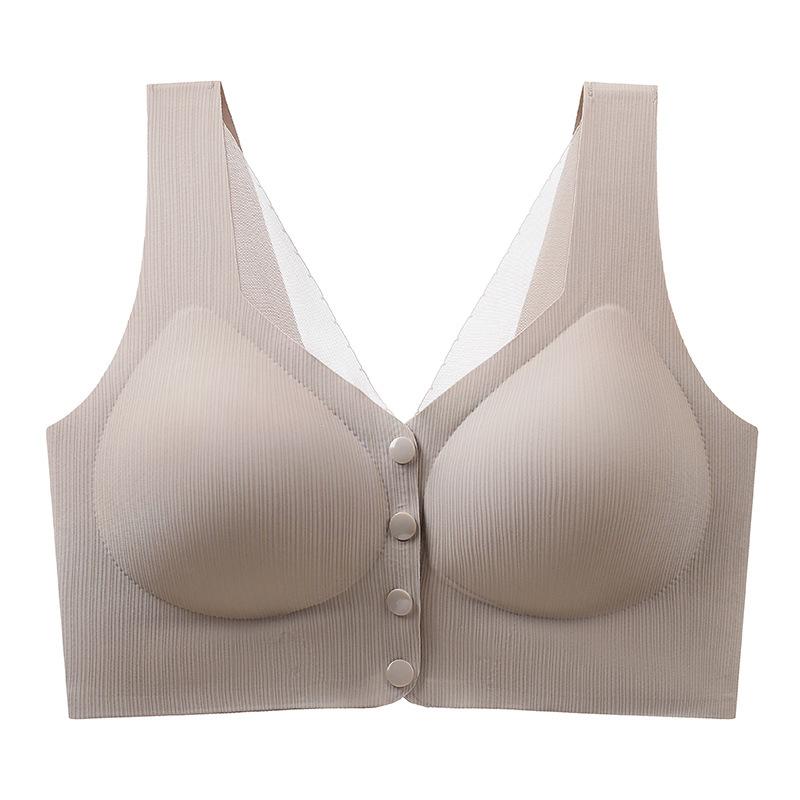 Three-dimensional 1D support front buckle nursing women's comfort without steel ring full fixed cup gathering vest bra 11