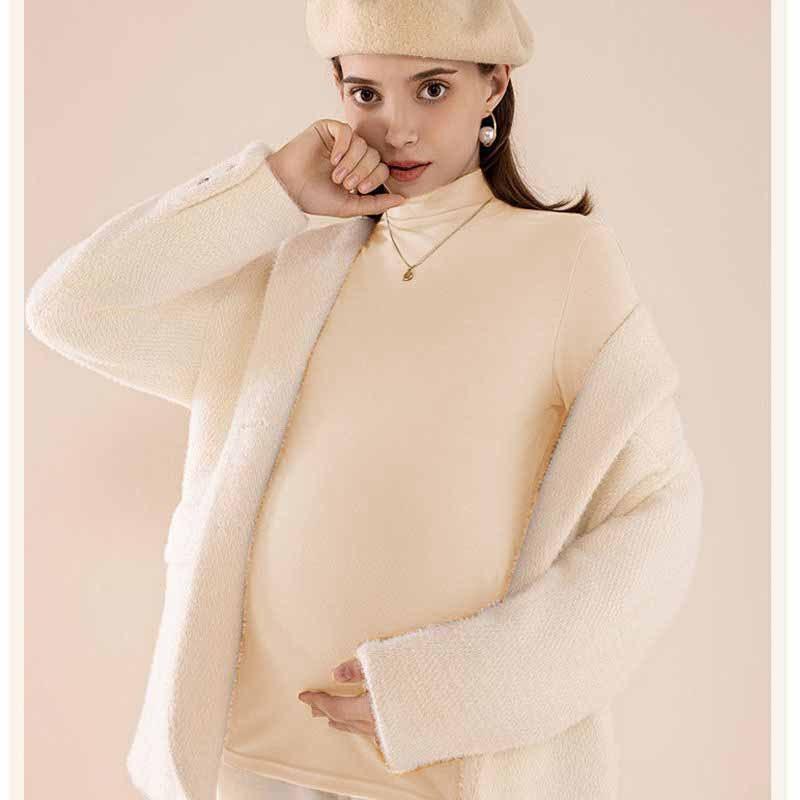 Maternity Clothing Autumn and Winter New Semi-turtleneck Inner Cover Does Not Show Warmth Pleated Bottoming Shirt