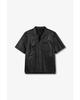 MAN ON THE BOON [Tagliatore] Open Collar Leather Shirt_Black 4714110601