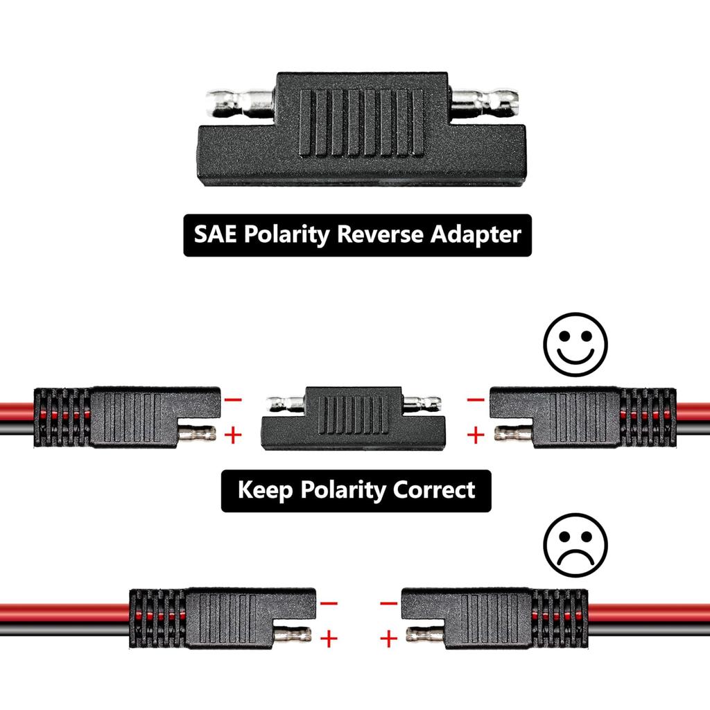 16AWG 12FT Battery Charger Cable, SAE To SAE Terminal Quick Disconnect Harness, 2 Pin Connectors Extension Cables Cord For Car, Motorcycle, Solar