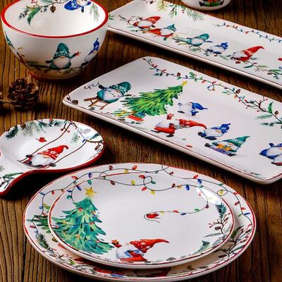 American Style Rural Christmas Ceramic Plates Exquisite Santa Claus Breakfast Dishes Dinner Plate Table Decoration Service Tray