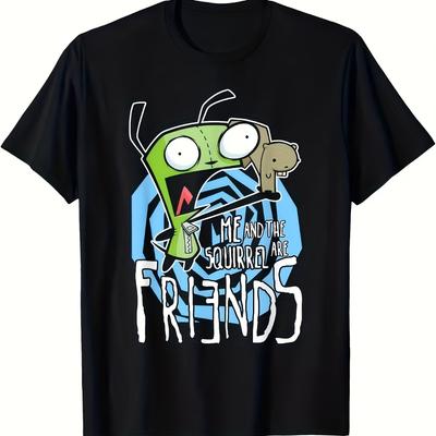 Invader Zim G.I.R Me and The Squirrel and Friends Men T-Shirt Black Soft Short Sleeve Tee with Iconic GIR Squirrel Print - Me...