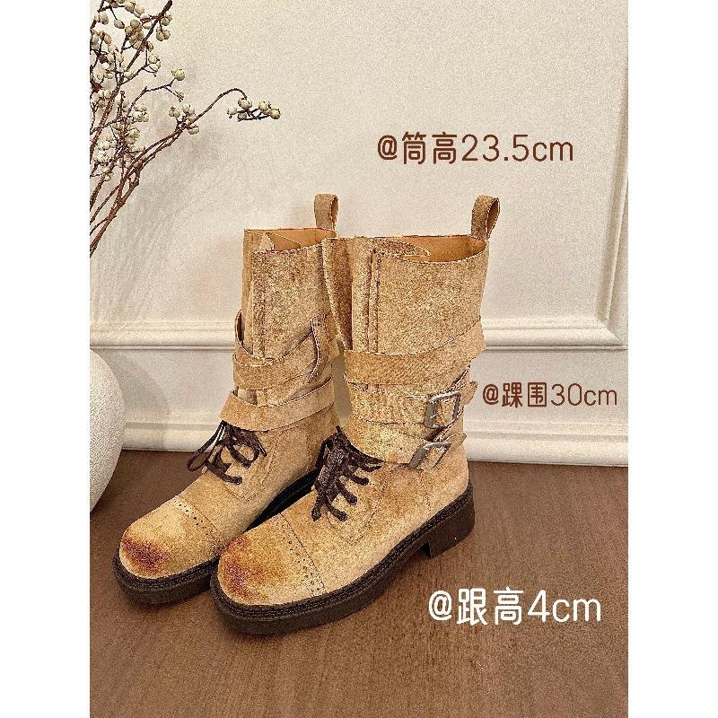 Fashionable Polished Round Head Lace-up Martin Boots Women's Autumn and Korean Version Thin Thick Heel Short Boots