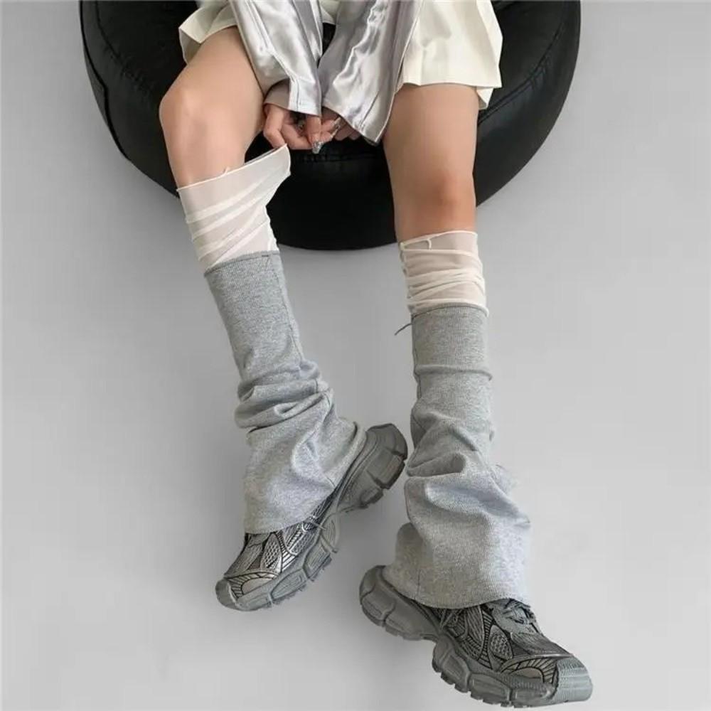 Cotton Patchwork Leg Warmers Long Tube Mid Tube Socks Korean Style Leg Warmers  Ballet Style