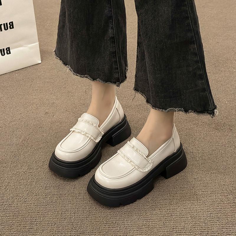 Platform Women's New Spring and Autumn Black Shoes Versatile Single Shoes with Skirts and Small Leather Shoes