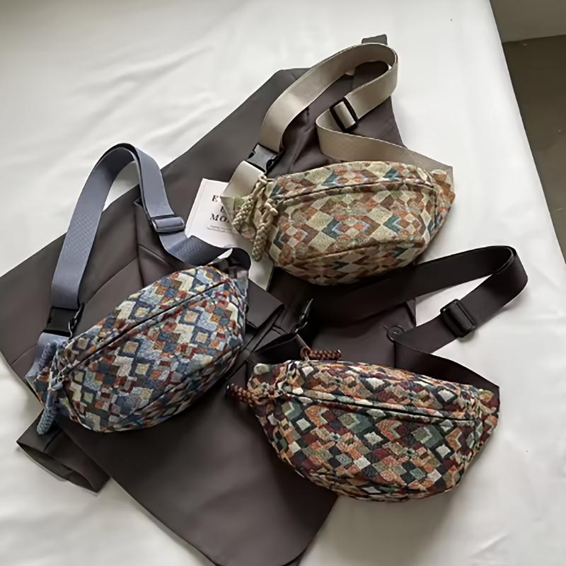 Vintage Crossbody Running Bag for Women Stylish Waist Pack with Adjustable Strap, Zipper Closure, Perfect for Phone, Keys, Running Accessory