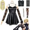 Costume Cosplay Death Misa Amane Set Completo Abbigliamento Pelle Vestito Sexy Calze con Bretelle di Pizzo Collana Parrucca Halloween