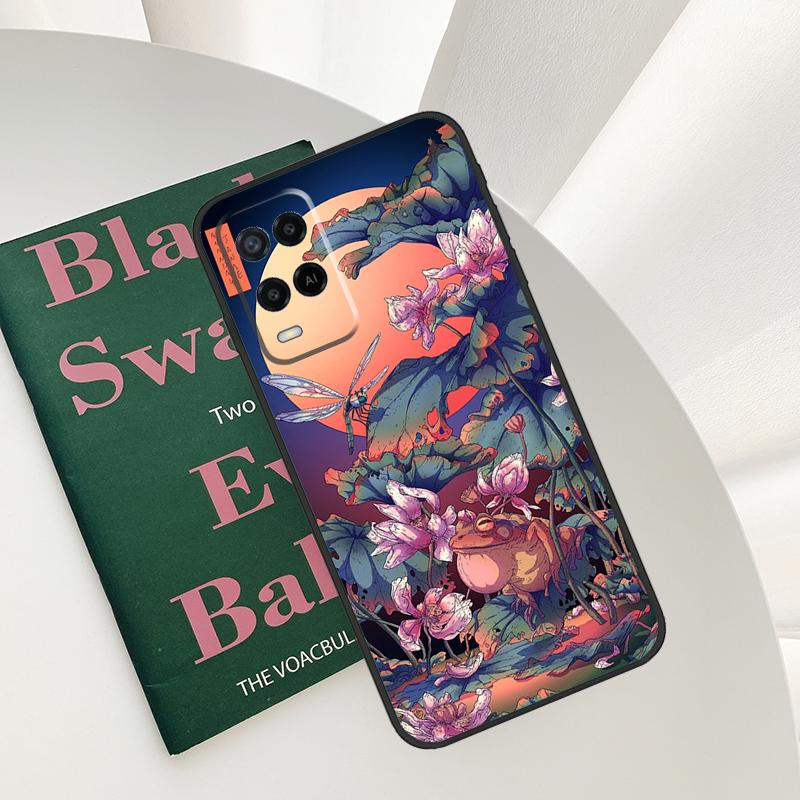 Japanese Style Art Case For Oppo A52 A72 A76 A96 A54 A74 A94 A54S A57S A58 A78 A98 A57 A77 A15 A16 A17 Cover