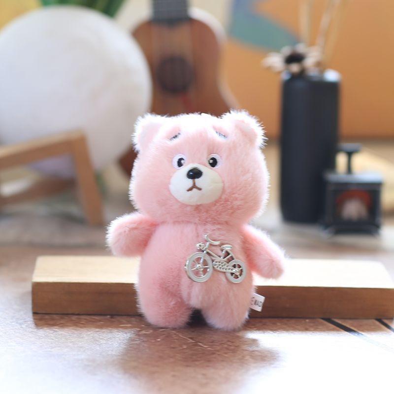 Bear Bicycle Little Plush Pendant Bag Hanging Decoration Keychain Doll Animal