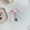 Handgemachter Schleifen-Schlüsselanhänger mit Perlenherz-Dekoration, Handy-Anhänger, Schlüsselring, Taschenanhänger für Handys und Geldbörsen