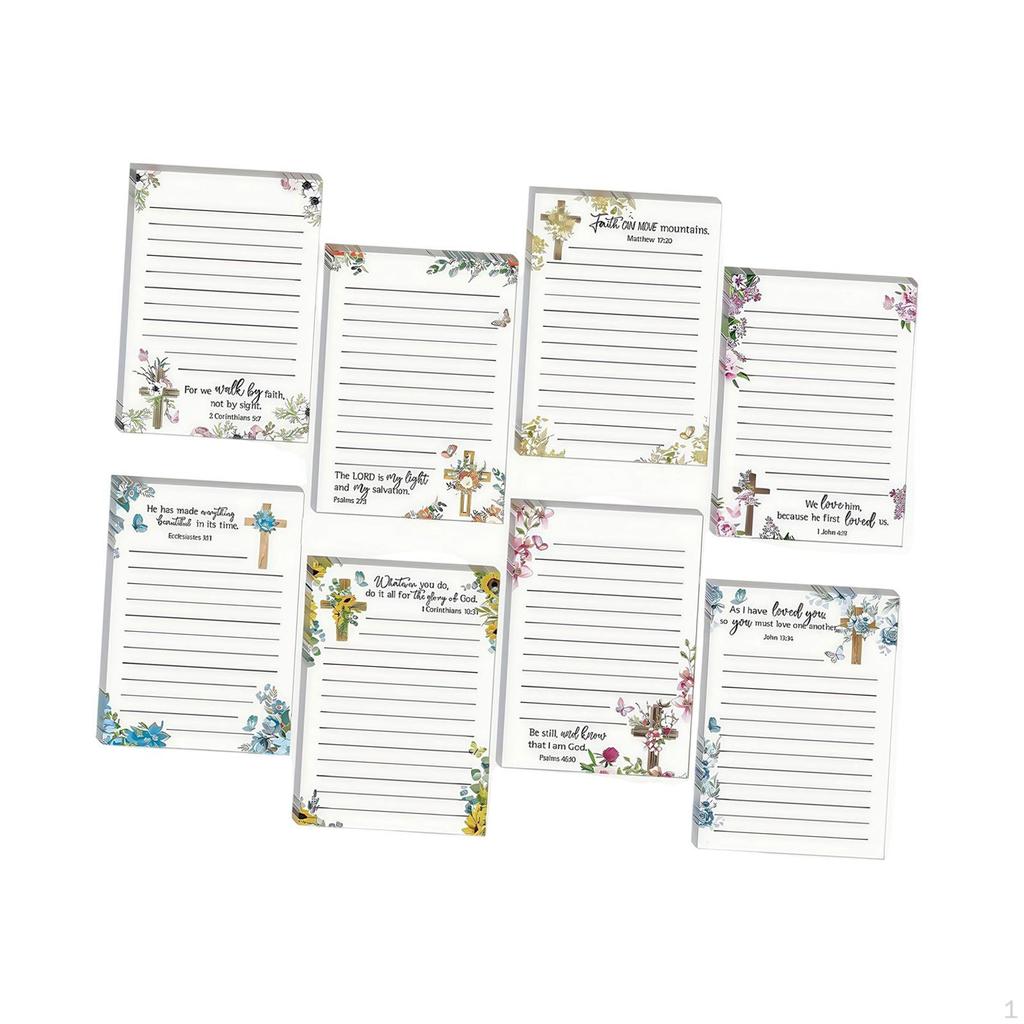 8 Bible Sticky Notepads. Notepads with Christian , Inspiring for Scripture Study, Reminder