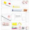 [Clear Plastic | Organizer] 25pcs Clear Plastic Drawer Organizer 4 Sizes Vanity Drawer Dividers Storage Separation Bins for Make Up Kitchen Utensils