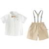 DAVE&BELLA Boys' Gentleman Suspenders Shirt & Shorts Set