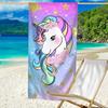 Kids Unicorn Beach Towel, Super Absorbent Quick Dry Microfiber Towel, Cute Cartoon Unicorn Print Sandproof Blanket for Girls