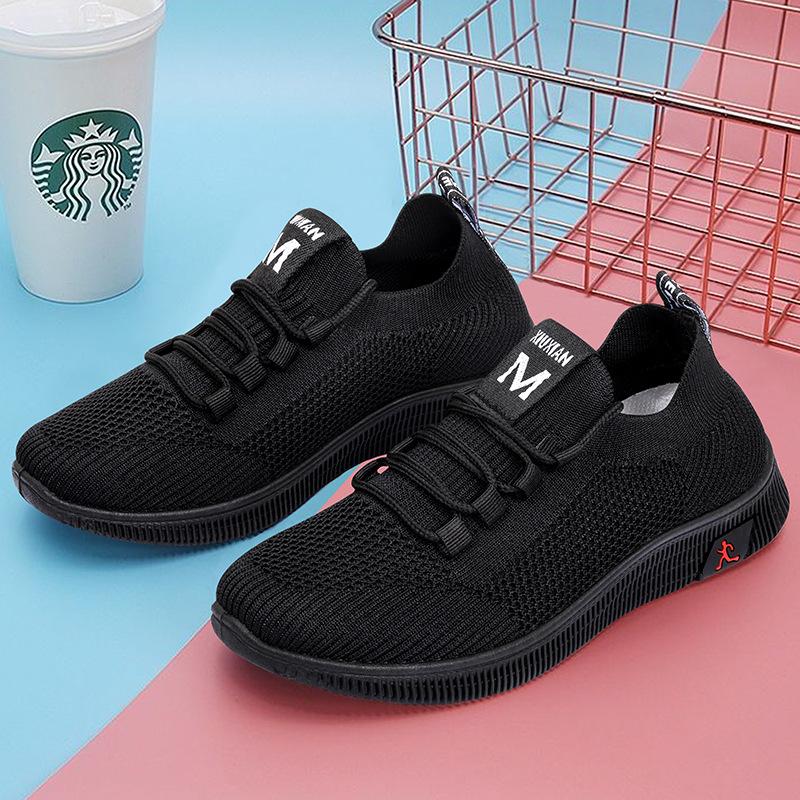 

New summer single shoes women s shoes mesh breathable casual shoes cloth shoes sports small red shoes black work shoes soft-soled shoes 41 чорний