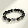Handmade Chinese Style Pixiu Bracelet With Black Agate Tigers Eye Beads Unisex Fashion Jewelry