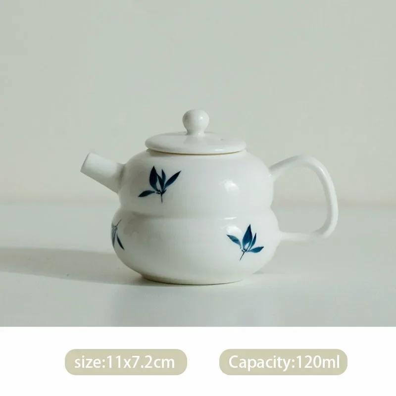 

Chinese hand-painted orchid ceramic teapot, handmade white porcelain beauty tea infusion pot, travel tea set