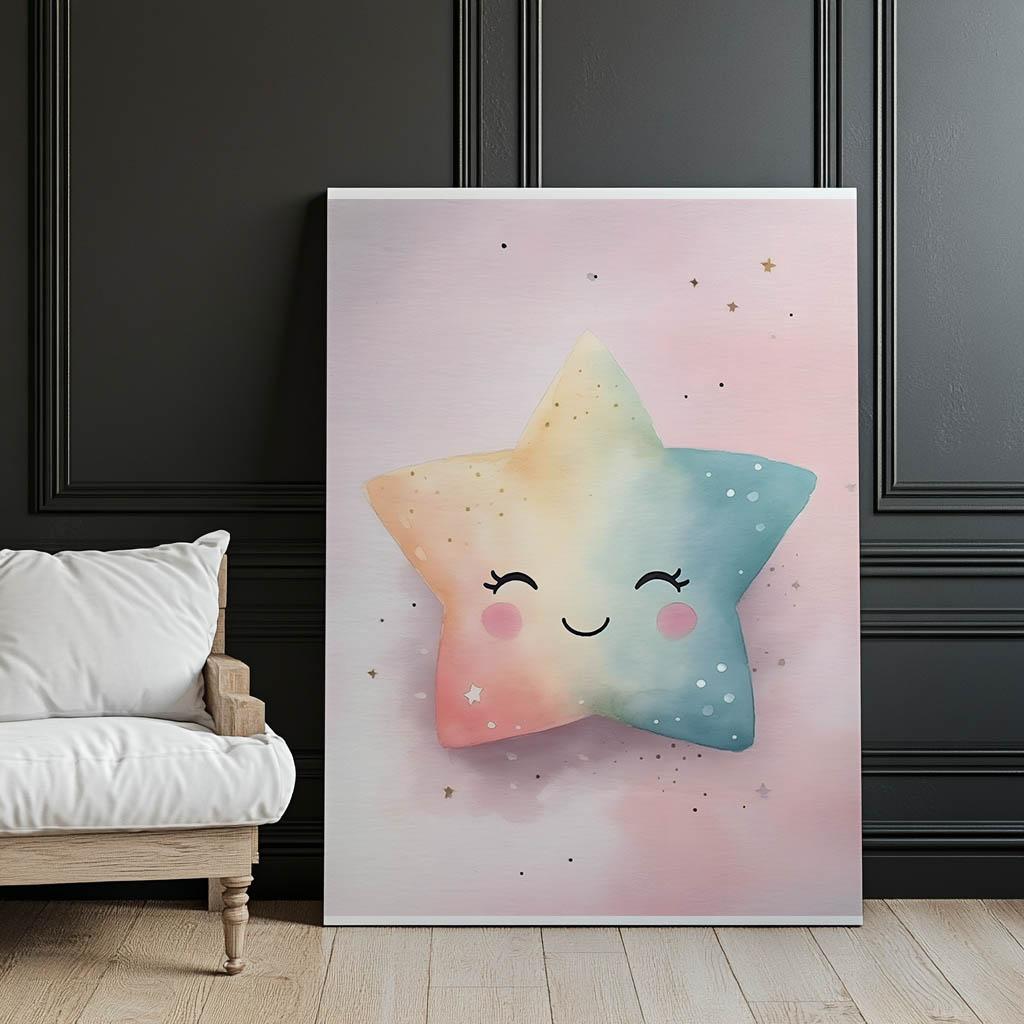 Pastelowa Gwiazdka Radości Pastelowa Gwiazdka Radości, 50X70 Cm, Bez Ramy, Płótno Premium Na Blejtramie