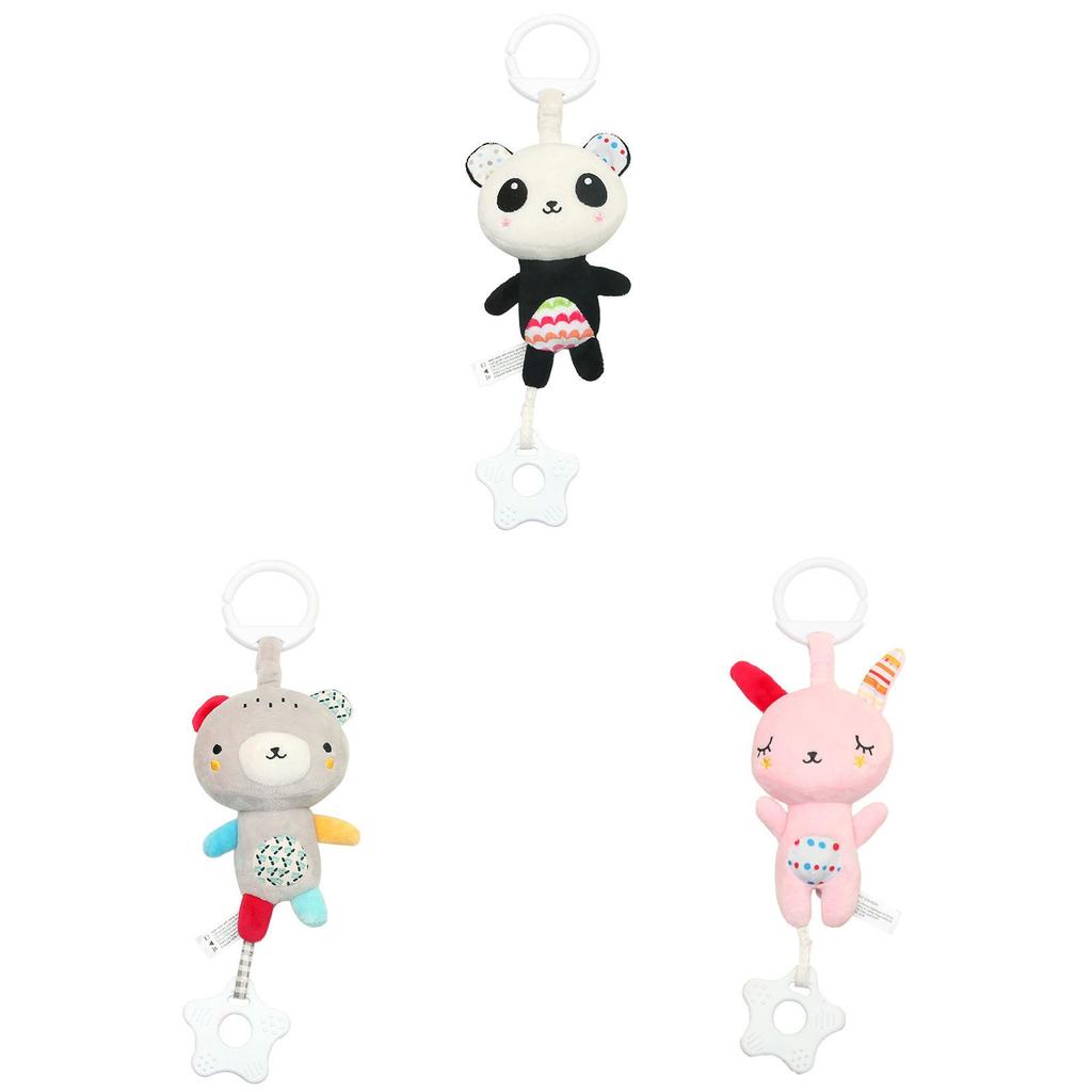 Baby Bear Rabbit Panda Plush Multifunction Teething Rattle With Music For Infant Sensory Development
