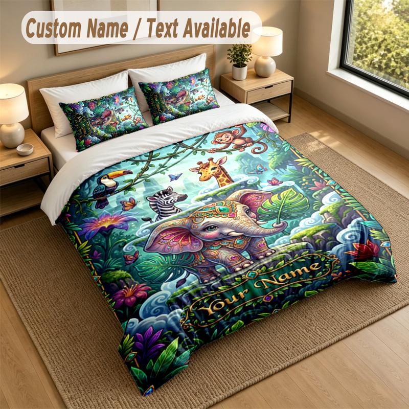 Adventure Journey Theme Personalized 3Pcs Bedding Set Custom Text & Name 1 Sheet 2 Pillowcases Household Bedding 1pc