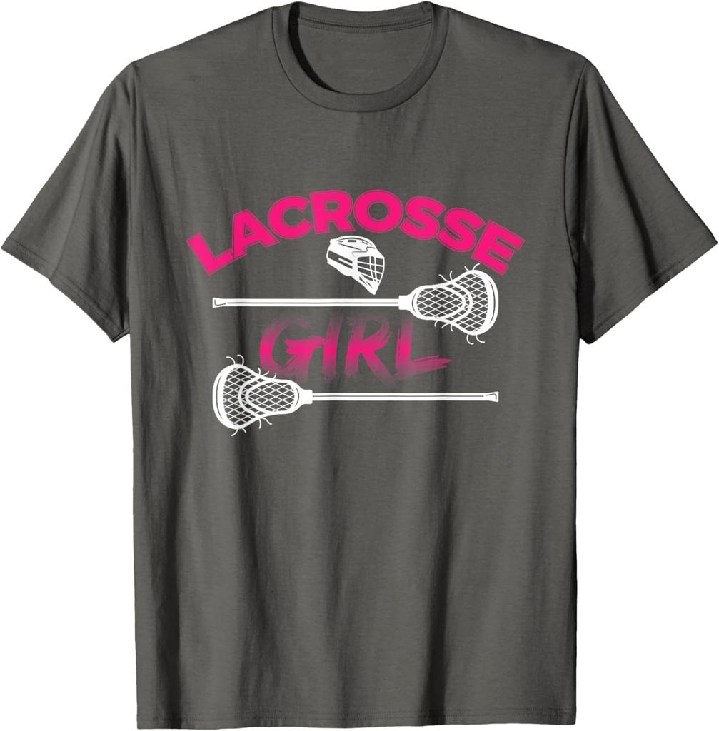 T-shirt Graphique Fille Lacrosse Respirant Manches Courtes Décontracté pour Femmes