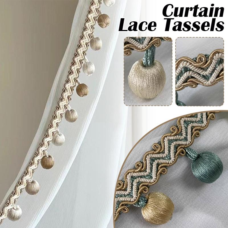 1 Meter Curtain Lace Tassel Pom Pom Ball Fringe Upholstery Ribbon Trim For Diy Sewing Sofa Tablecloth Curtain Decor Accessories